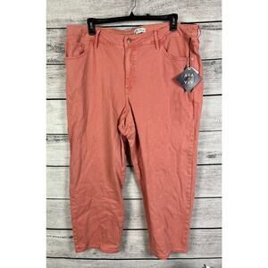 NWT Ladies Plus Ava & Viv Coral High-Rise Slim Straight Pants - 22W